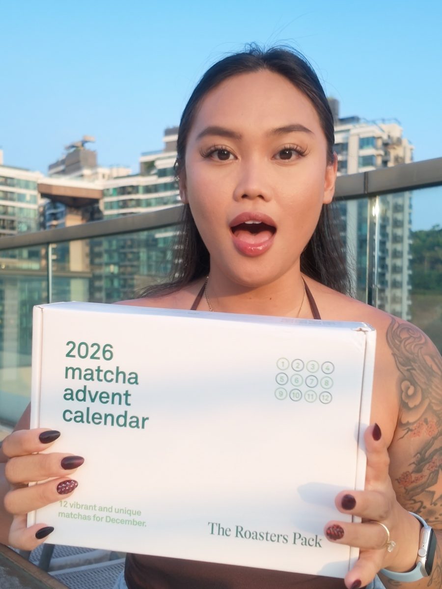 Mayumi holding The Roasters Pack 2026 matcha advent calendar